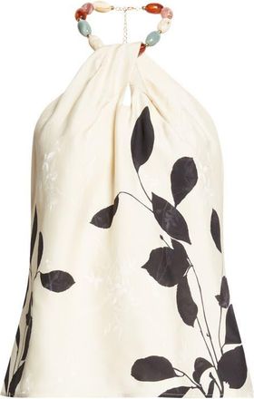 Reiss Delilah Halter Top in Ivory/Black at Nordstrom, Size 14 Us