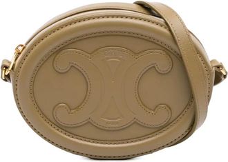 Celine Borsa a tracolla Triomphe Oval piccola in pelle di vitello 2022 - Marrone