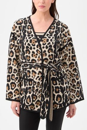 Trina Turk Wright Tie Front Leopard Cardigan in Multi at Nordstrom, Size X-Large