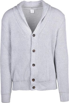 Eleventy Ribbed Wool Button Cardigan - Light Grey