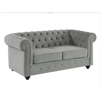 Vente-Unique Vente-unique - Divano 2 posti Velluto Grigio - chesterfield