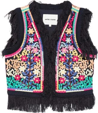 Antik Batik Rainbow Geborduurde Vest - Dames - Bodywarmers - Veelkleurig - M - Katoen - Jassen