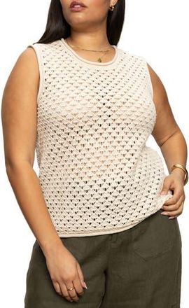 Sanctuary Open Stitch Sleeveless Cotton Sweater in Eco Natural at Nordstrom Rack, Size 3X