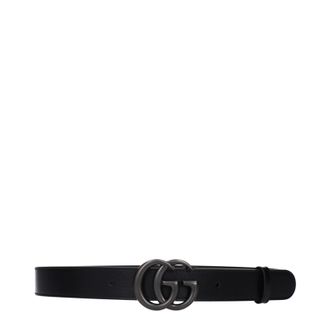 Gucci Marmont Herens Riem Zwart Leer