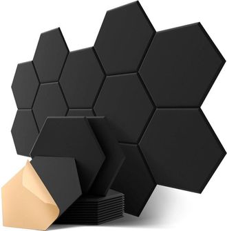 OEM Paneles Ac&uacute;sticos Hexagonales Autoadhesivos, Paquete De 12, Panel Ac&uacute;stico De Alta Densidad Para Pared, Puerta Y Techo, Tratamiento Ac&uacute;stico Para Estu
