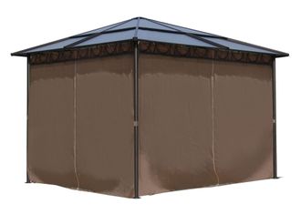 Quick-Star Metall Garten Hardtop Pavillon 3x3m Mit 4 Seitenteilen Doppelstegplatten Polycarbonat