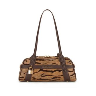 Elisabetta Franchi Bowling Bag with Tiger Print - female - Elisabetta Franchi - Shoulder Bags - Brown - ONE SIZE - Bags