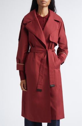 Max Mara Water Repellent Belted Cotton Blend Trench Coat in Raspberry at Nordstrom, Size 12
