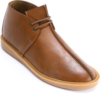 AlltheMen Mens Leather Lace Up Chukka Boot Bulge Retro Desert Boots Fashion Solid Color Ankle Boots Coffee 10.5 UK