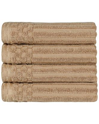 Superior Cotton Highly Absorbent Solid And Checkered Border Hand Towel Set