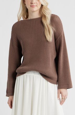 BP. Cotton Open Stitch Sweater in Brown Quartz at Nordstrom, Size Xx-Small