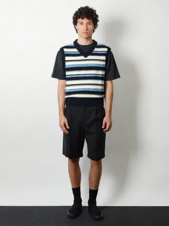 Dunst Striped Knit Sweater Vest - Navy