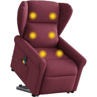 vidaXL Vidaxl - Sill&oacute;n De Masaje El&eacute;ctrico Reclinable Elevable Tela Rojo Tinto