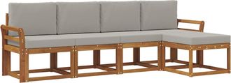 vidaXL Conjunto De Sof&aacute;s De Exterior 5 Uds. Gris Natural Y Claro Vidaxl