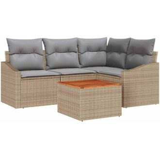 vidaXL Set Divano da Giardino 5 pcs Beige, grigio chiaro - Vidaxl