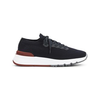 Brunello Cucinelli Dark Blue Lace Up Sneakers