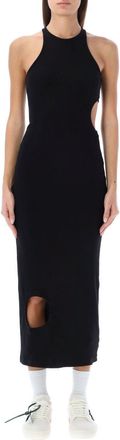 Off-white Black Halter Neck Midi Dress