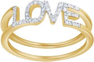 LuvMyJewelry Amorra 0.15 Cts Natural Diamond LOVE 14K Gold Ring in 14K Yellow Gold at Nordstrom, Size 7
