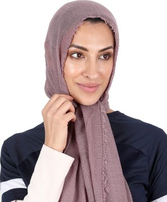 Generic Dusty-Pink A Soft Crimp Crinkle Hijab Scarf for Women Scarfs for Muslim Women Abaya Head Scarf Neck Scarf Turban Head Wrap for Muslim Women Hijab Head