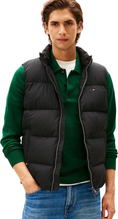 Tommy Hilfiger Mens Down Gilet with Stand Collar, Black (Black), L