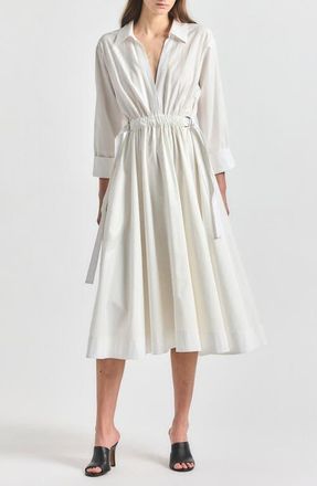 Derek Lam Scarlett Poplin Midi Shirtdress in White at Nordstrom, Size X-Small