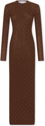 Paco Rabanne Bruine Wol Midi Jurk met Studs - Dames - Kleedjes - Bruin - M - Wol - Kleedjes