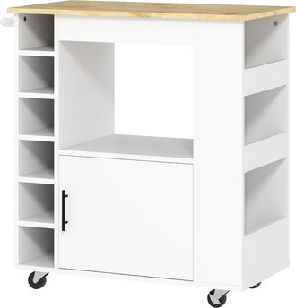 STILVORA Carro De Cocina Con 1 Puerta, 1 Hueco Abierto, 3 Estantes Laterales, 6 Botelleros Y Toallero, 83x40x83 Cm