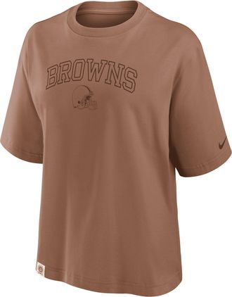 Nike Cleveland Browns Arch Boxy Nike Womens NFL T-Shirt in Brown | 01CM2GN9I-YBA