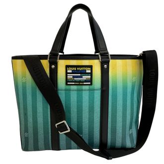 Louis Vuitton Damier Green Leather Shoulder Bag Tote Bag (Pre-Owned)
