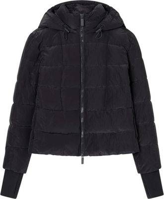A|X Armani Exchange Zwarte Gerimpelde Nylon Hoodiejas - Dames - Winterjassen - Zwart - M - Nylon - Jassen