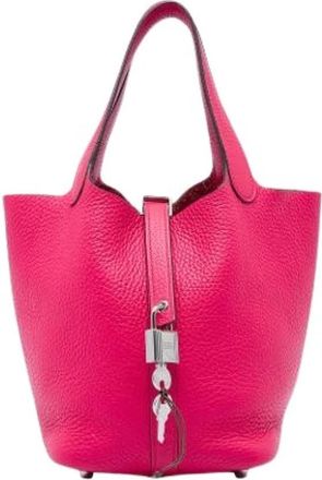 Herm&egrave;s Pre-owned Picotin Lock 18 - Dames - Vintage Tas - Roze - ONE Size - Leer - Vintage