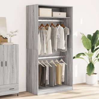 Berkfield Home Wardrobe Grey Sonoma 100x50x200 cm Engineered Wood | Size: 100 x 50 x 200 cm