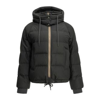 Brunello Cucinelli Chaqueta Corta de Plumas de Tafet&aacute;n - Jackets - Mujer - Negro - M
