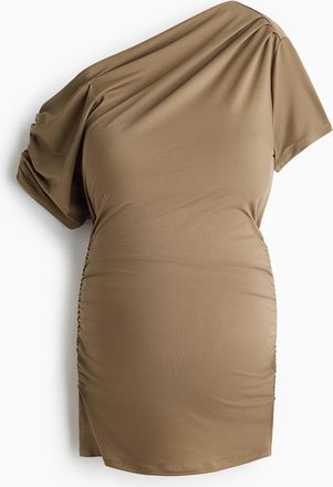 H&M MAMA Drapiertes One-Shoulder-Shirt - Khakigr&uuml;n