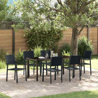 vidaXL Conjunto De Comedor De Jard&iacute;n 7 Pcs Negro Polirat&aacute;n Vidaxl