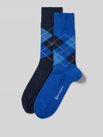 Burlington Socken mit Label-Applikation Modell Everyday Argyle im 2er-Pack in Dunkelblau, Gr&ouml;&szlig;e 40-46