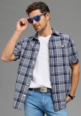 Man's World Sonnenbrille MANS WORLD, Herren, grau, kontrastfarbene Details, Sonnenbrillen Sonnenbrille, sportlich-modischer Stil, trapezf&ouml;rmige Vollrandfassung