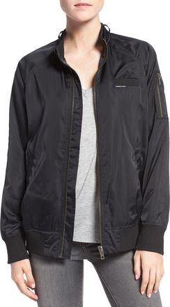Members Only Womens Satin Bomber Jacket in Black at Nordstrom, Size X-Large