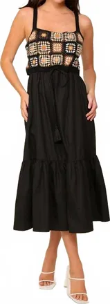 Lumiere Midnight Crochet Midi Dress In Black