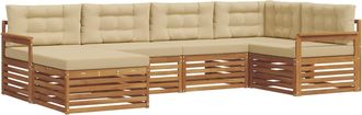 vidaXL Conjunto De Sof&aacute;s De Exterior 6 Uds. Natural Y Beige Vidaxl