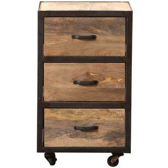 Miliboo Cajonera De Escritorio Industrial Madera Maciza Industria