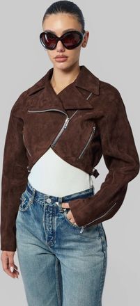Alaia Cropped Biker Velvet Goat Skin