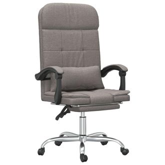 vidaXL Silla De Oficina Reclinable Con Masaje Tela Gris Taup&eacute; Vidaxl
