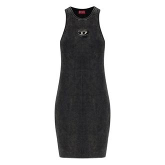 Diesel M-Anchorage Logo-plaque Ribbed Mini Dress - female - Diesel - Short Dresses - Gray - XS - Dresses