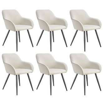 TecTake Dining Chair Marilyn Set Of 6 - Cream/Black in Cream | Size: 6 Pack
