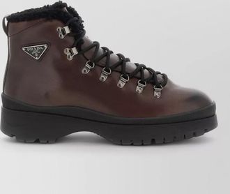 Prada brixxen leather ankle boots round toe