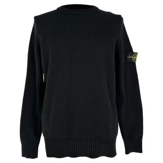 Stone Island Crewneck Knitted Sweater in Black Wool
