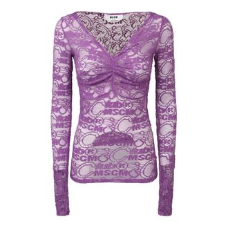 Msgm Msgm, Dames, Truien, Paars, Maat: 2XS Katoen