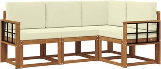 vidaXL Conjunto De Sof&aacute;s De Exterior 4 Uds. Natural Y Crema Vidaxl