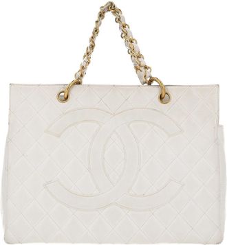 Chanel White Caviar Grand Shopping Tote
